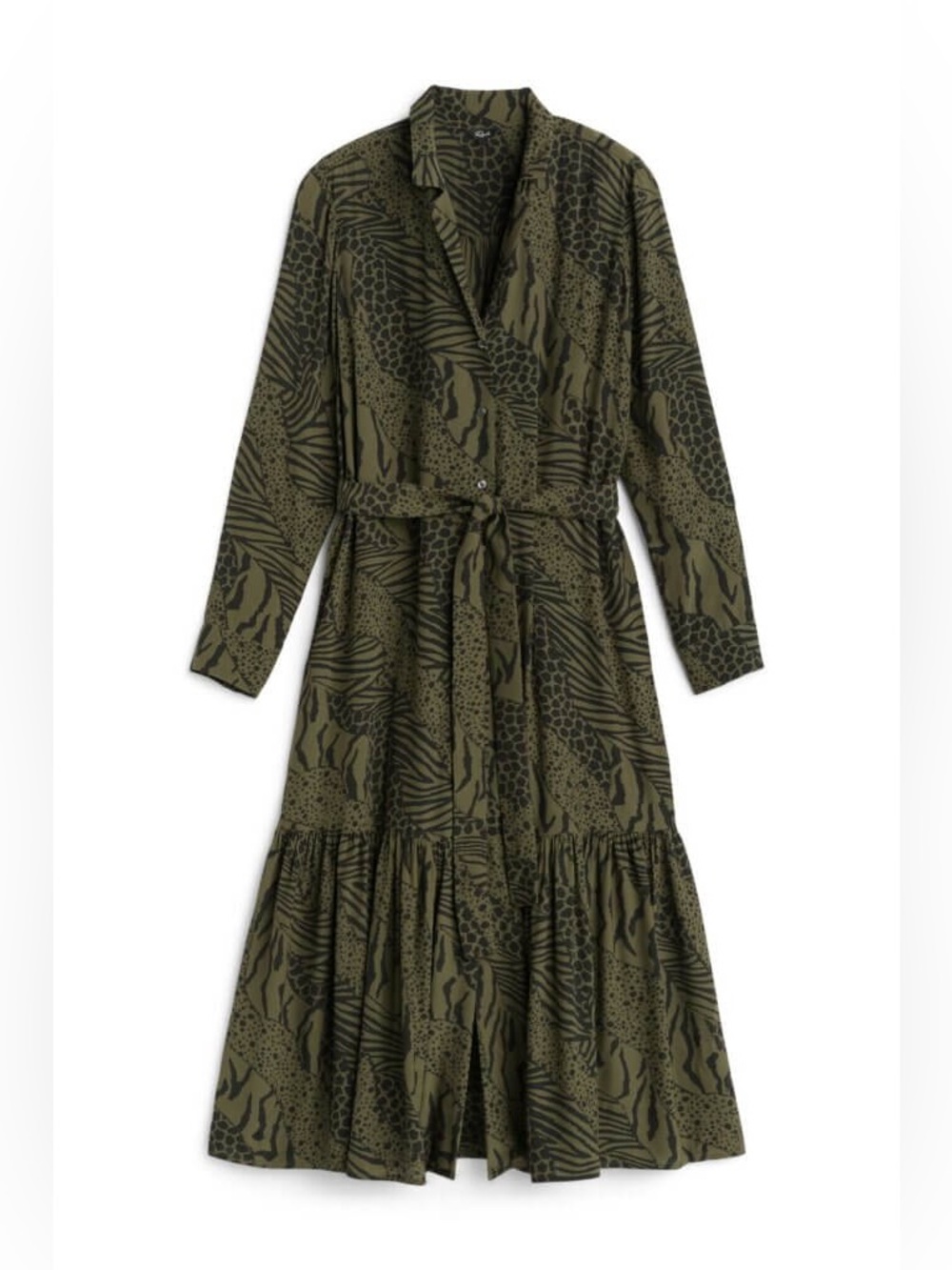 Rails Beatrice Dress Olive Mixed Animal Stripe Midi Dress